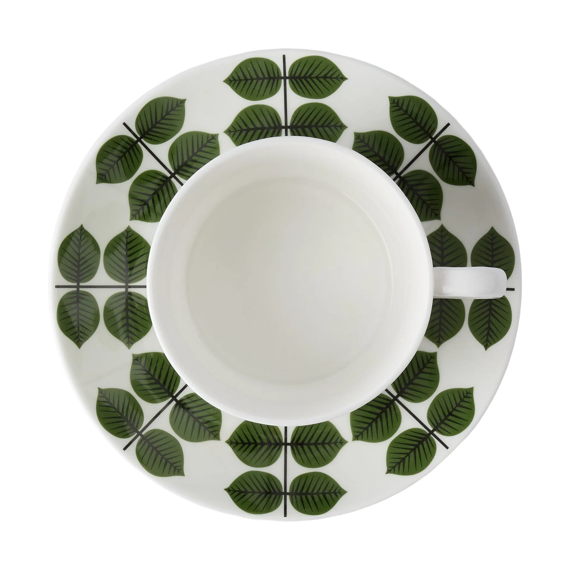 Berså teacup with saucer 35 cl, Green Gustafsbergs Porslinsfabrik