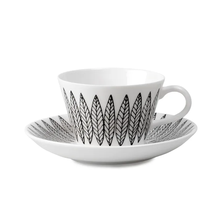 Black Salix coffee set, cone - coffee cup + saucer - Gustafsbergs Porslinsfabrik