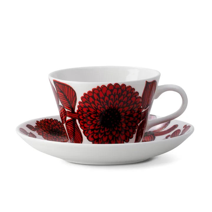 Röd Aster coffee set - coffee cup + saucer - Gustafsbergs Porslinsfabrik