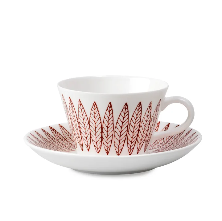 Röd Salix coffee set, cone - coffee cup + saucer - Gustafsbergs Porslinsfabrik
