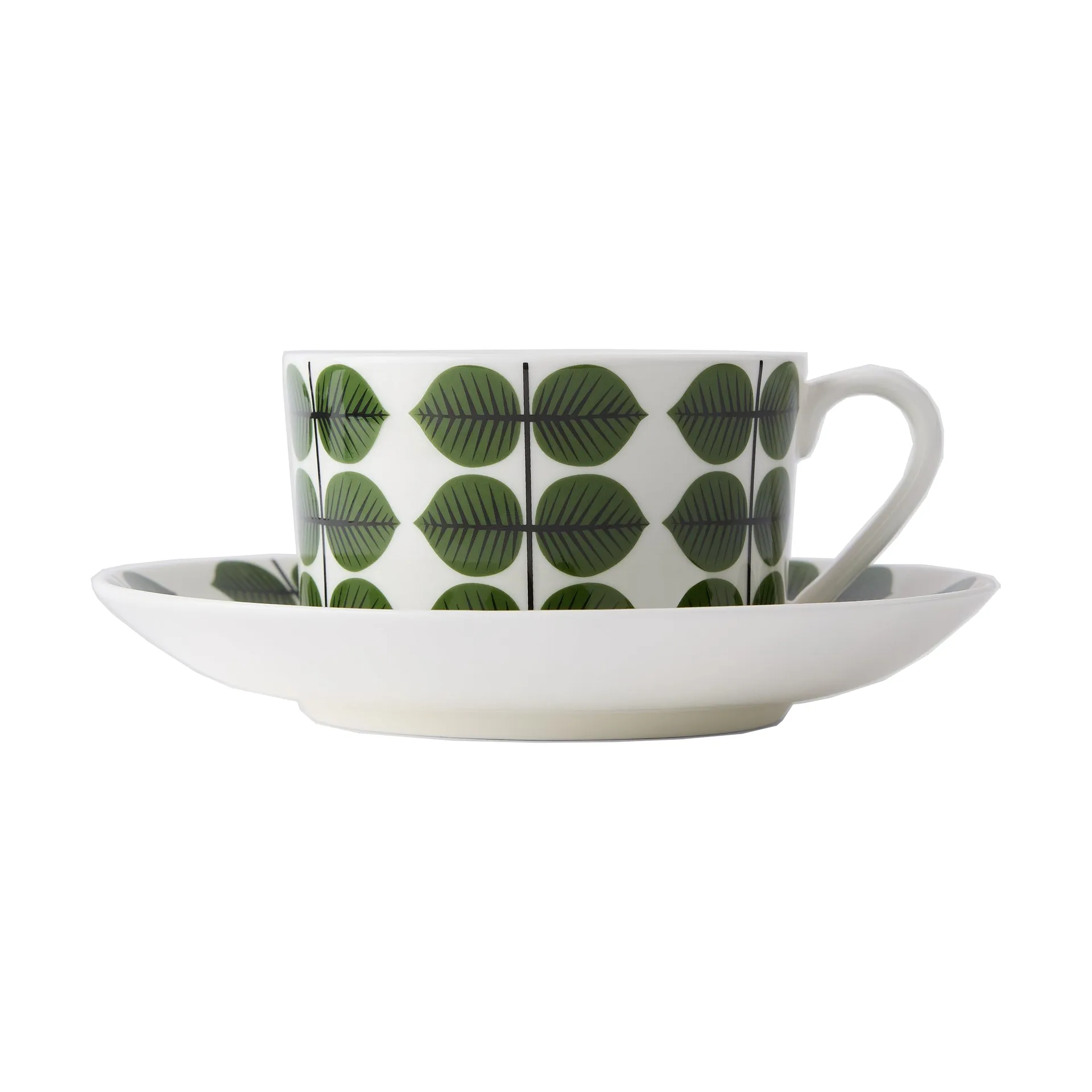 Berså teacup with saucer 35 cl, Green Gustavsbergs Porslinsfabrik