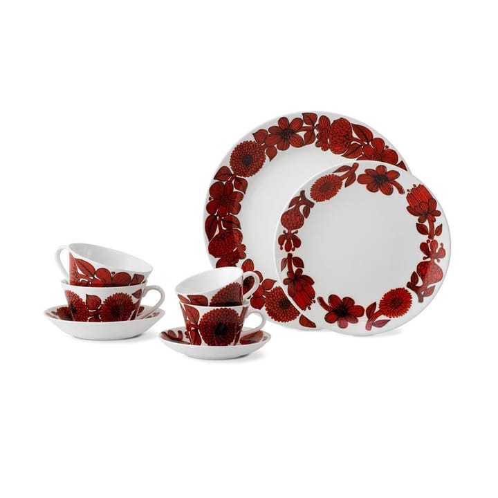 Röd Aster tea set - tea cup + saucer - Gustavsbergs Porslinsfabrik