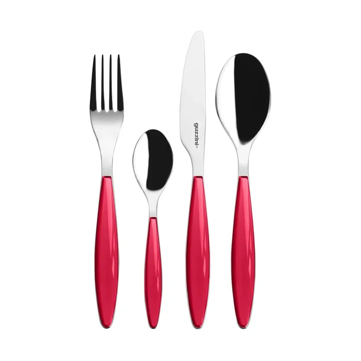 Feeling cutlery set - Clear red, 24 pieces - Guzzini