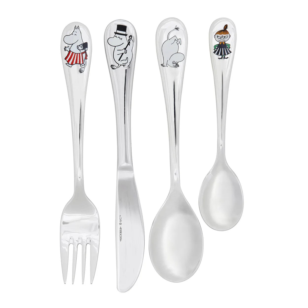 Hackman Moomin cutlery childrens set 4-pack family | Scandinavian Design | Children's cutlery | Silver-coloured