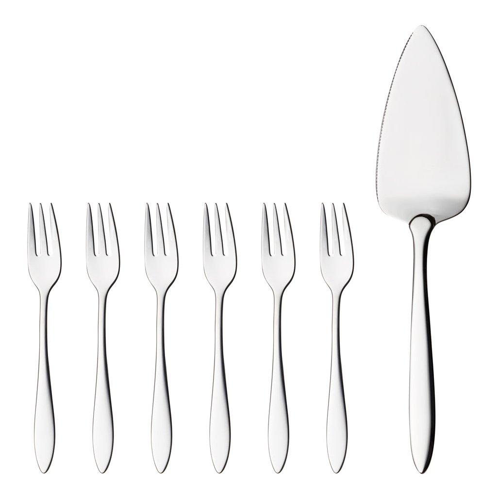 Hardanger Bestikk Fjord cake set 7 pieces | Scandinavian Design | Cake knives & servers | Silver-coloured
