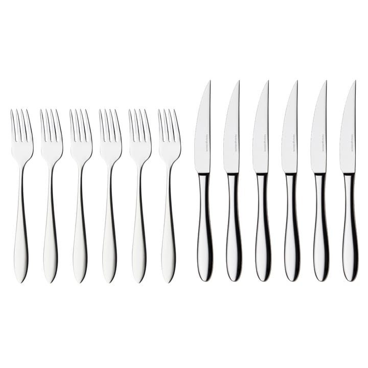 Fjord steak cutlery 12 pcs - stainless steel - Hardanger Bestikk