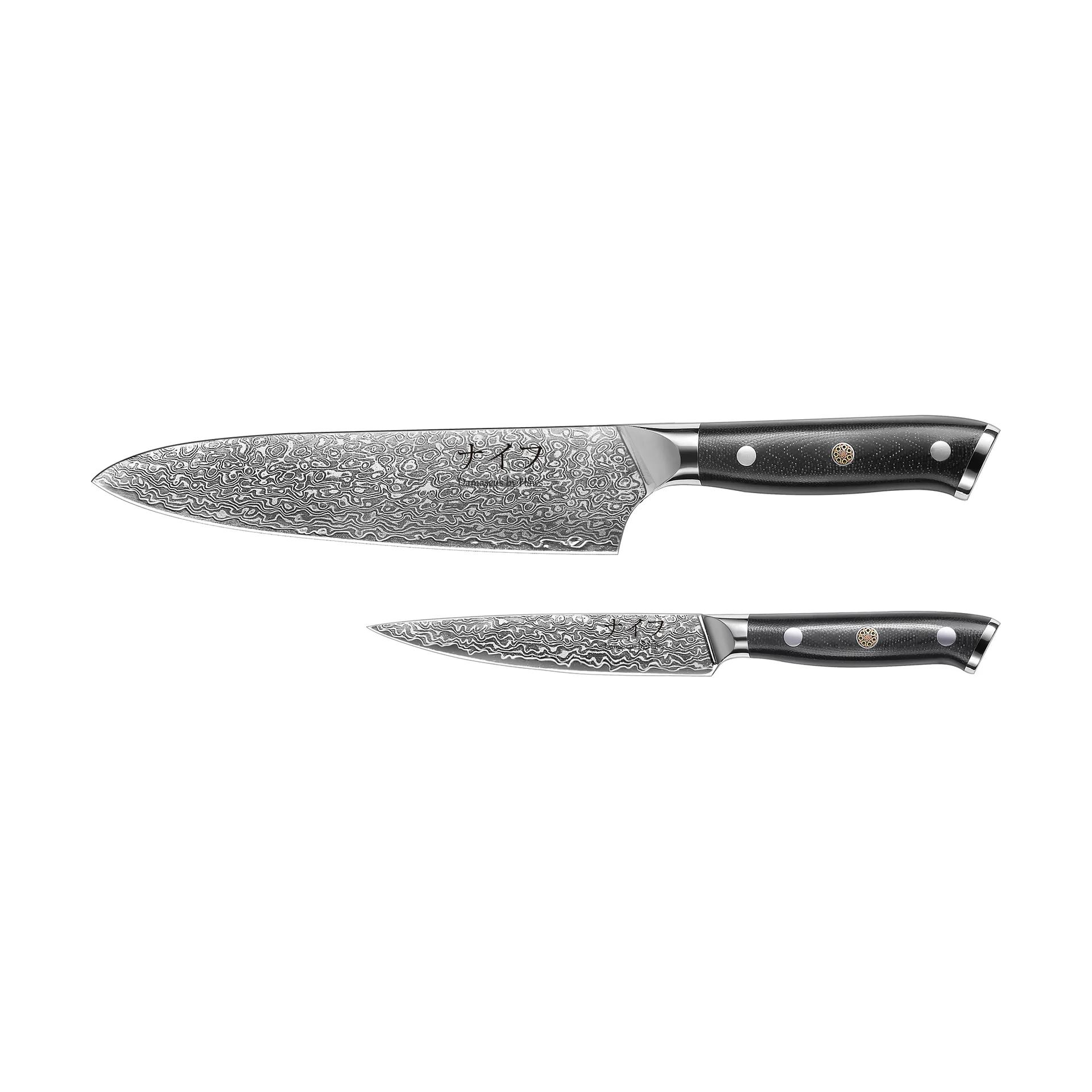 Damascus by Hâws kitchen & utility knife set 2 pieces, Black-stainless steel Hâws