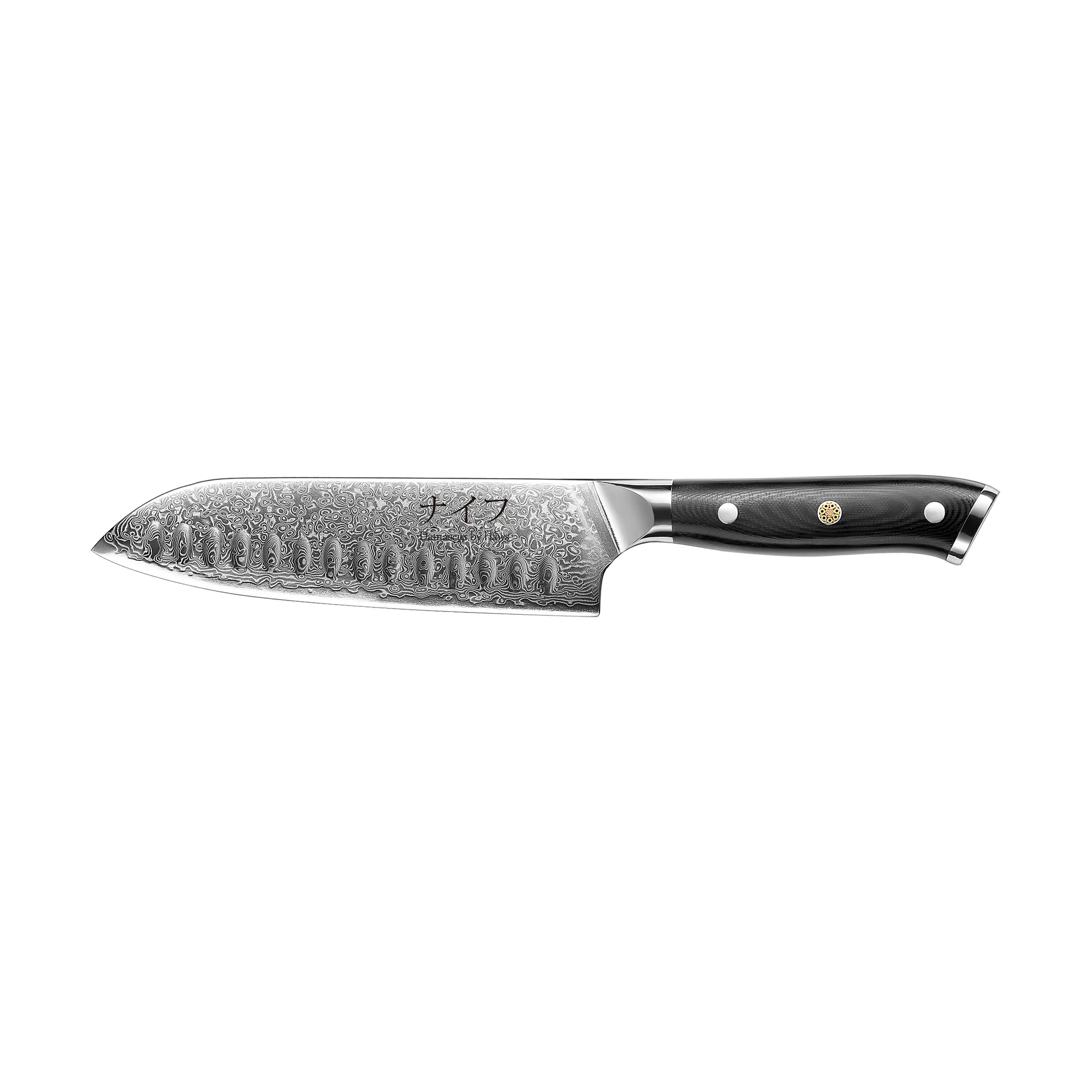 Damascus By Hâws santoku knife 32 cm, Black-stainless steel Hâws