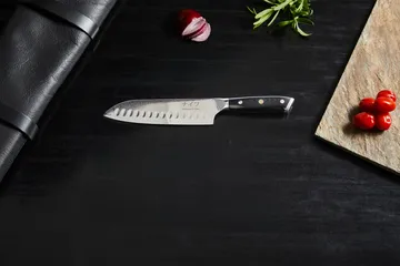 Damascus By Hâws santoku knife 32 cm - Black-stainless steel - Hâws