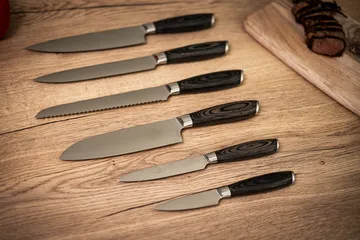 Damascus knife set 6-piece - Brown-stainless steel - Hâws