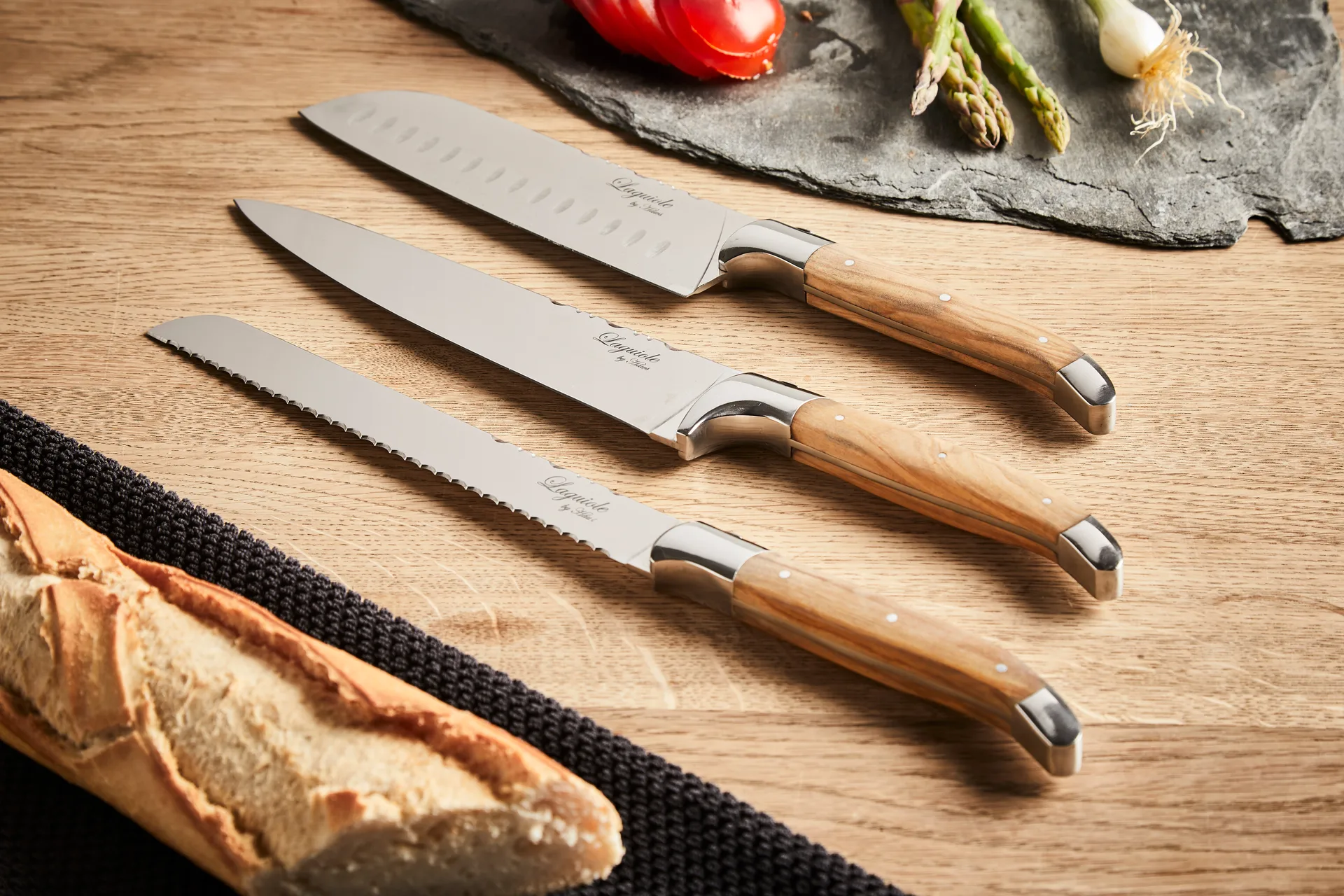 Laguiole By Hâws 3-piece chef's knife set, Olive Hâws