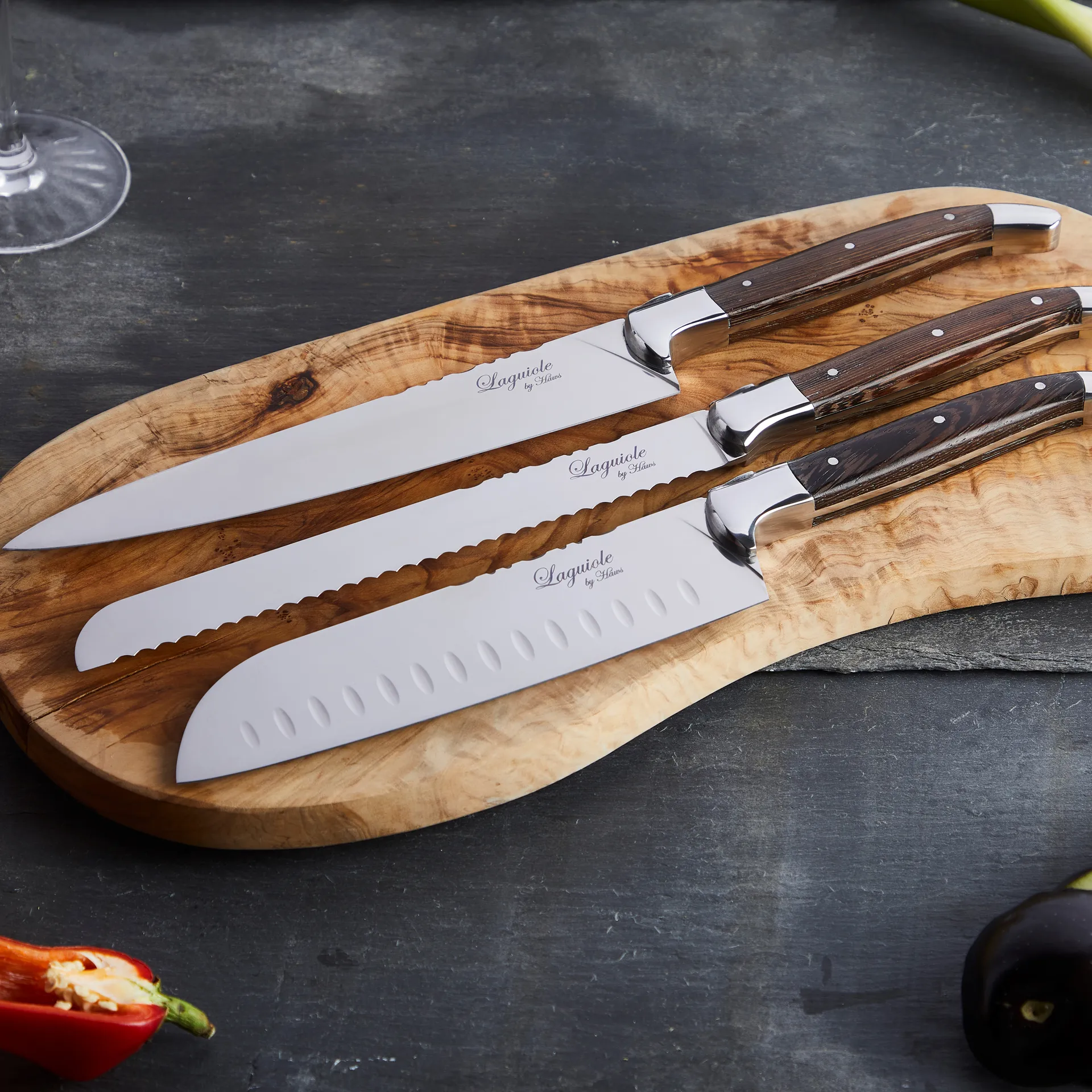 Laguiole By Hâws 3-piece chef's knife set, Wenge Hâws