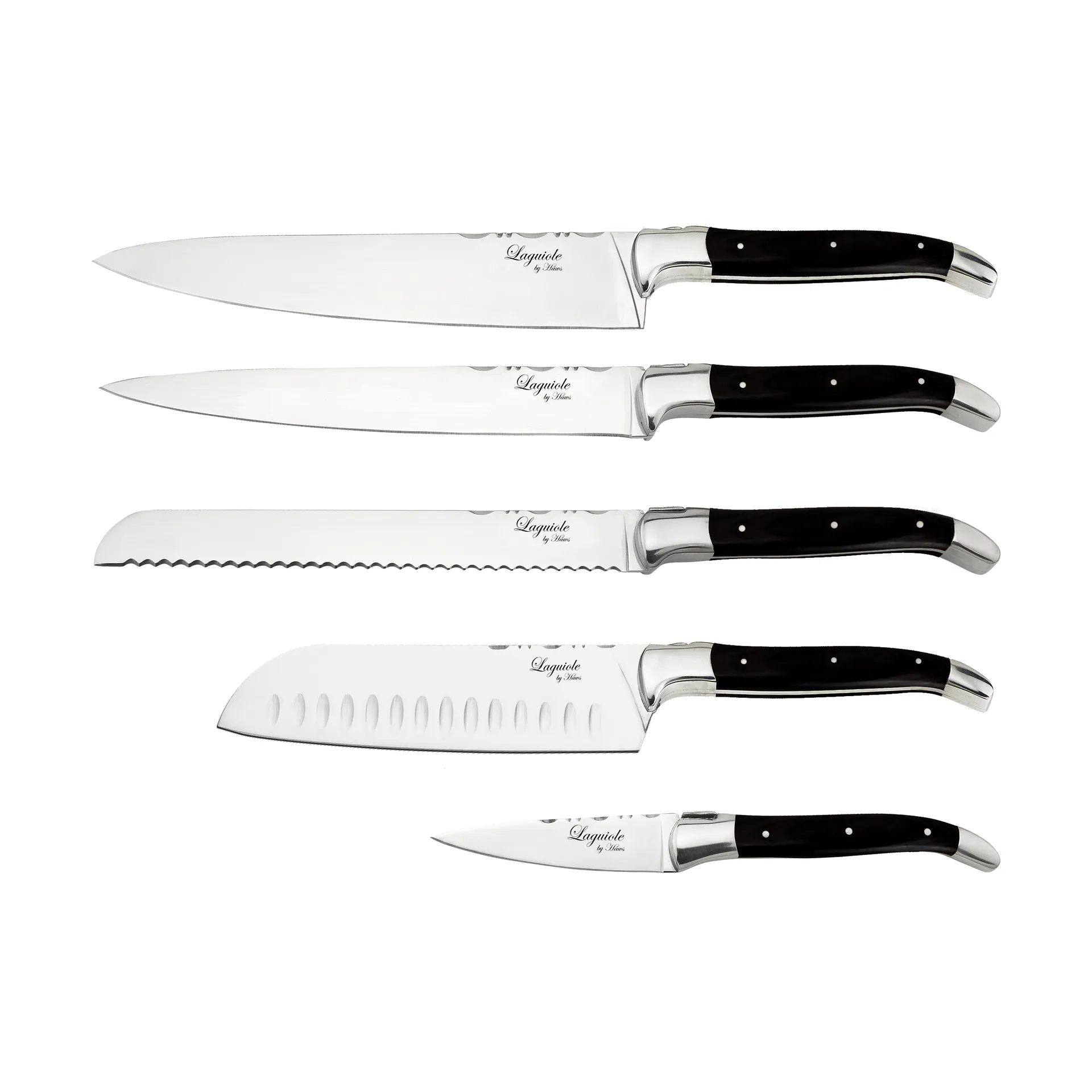 Laguiole By Hâws 5-piece kitchen knife set, Black Wood Hâws