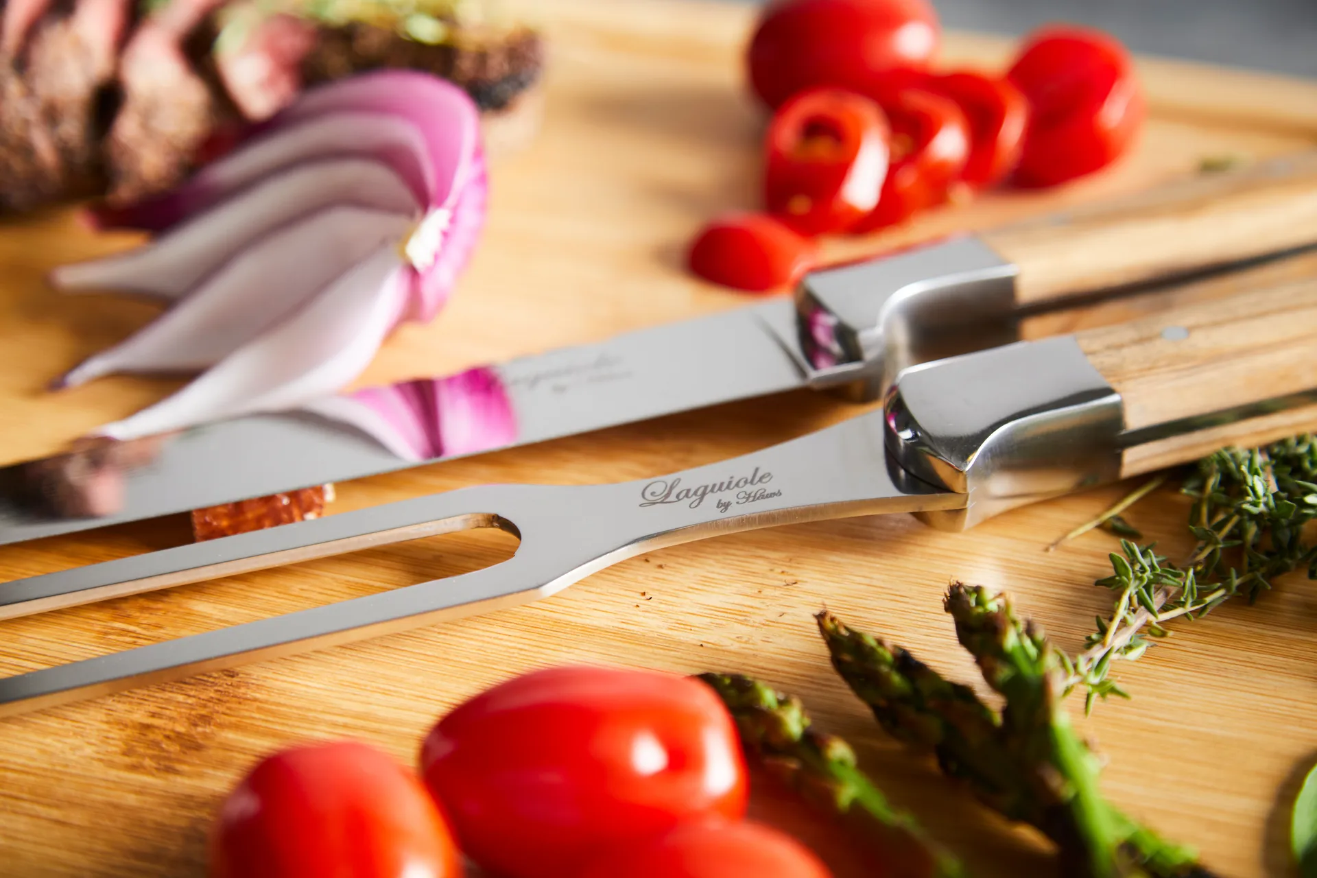 Laguiole By Hâws carving set with cutting board 3-piece, Olive Hâws