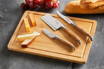 Laguiole By Hâws cheese knife set with cutting board 4-piece - Bamboo-olive wood-stainless steel - Hâws