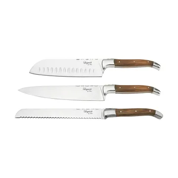 Laguiole By Hâws chef's knife set with cutting board 4-piece - Olive wood-stainless steel-bamboo - Hâws