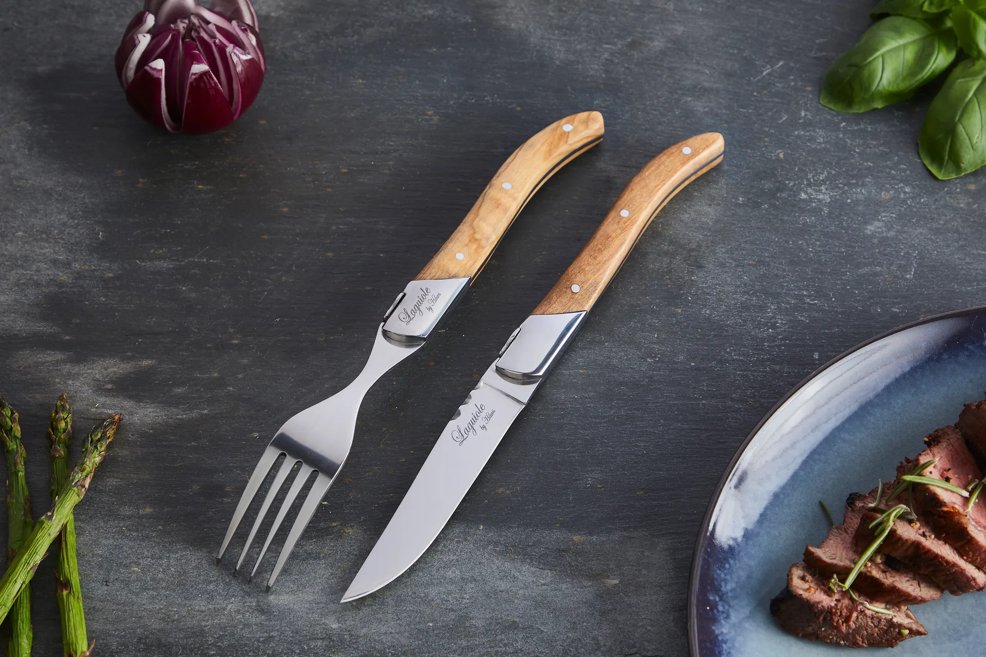 Laguiole By Hâws grill cutlery 12-piece, Olive Hâws