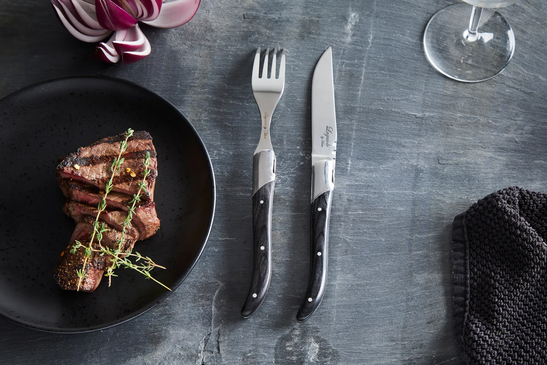 Laguiole By Hâws grill knife 6-pack, Black Wood Hâws