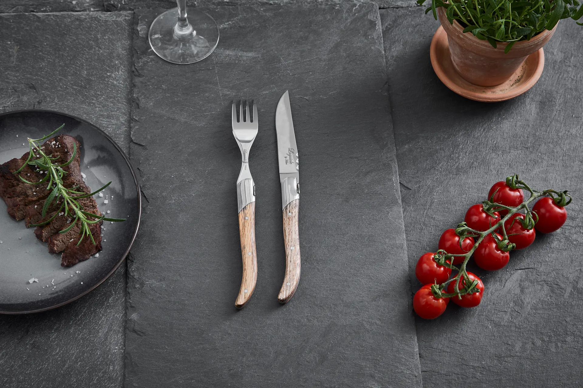 Laguiole By Hâws grilling fork 6-pack, Oak Hâws