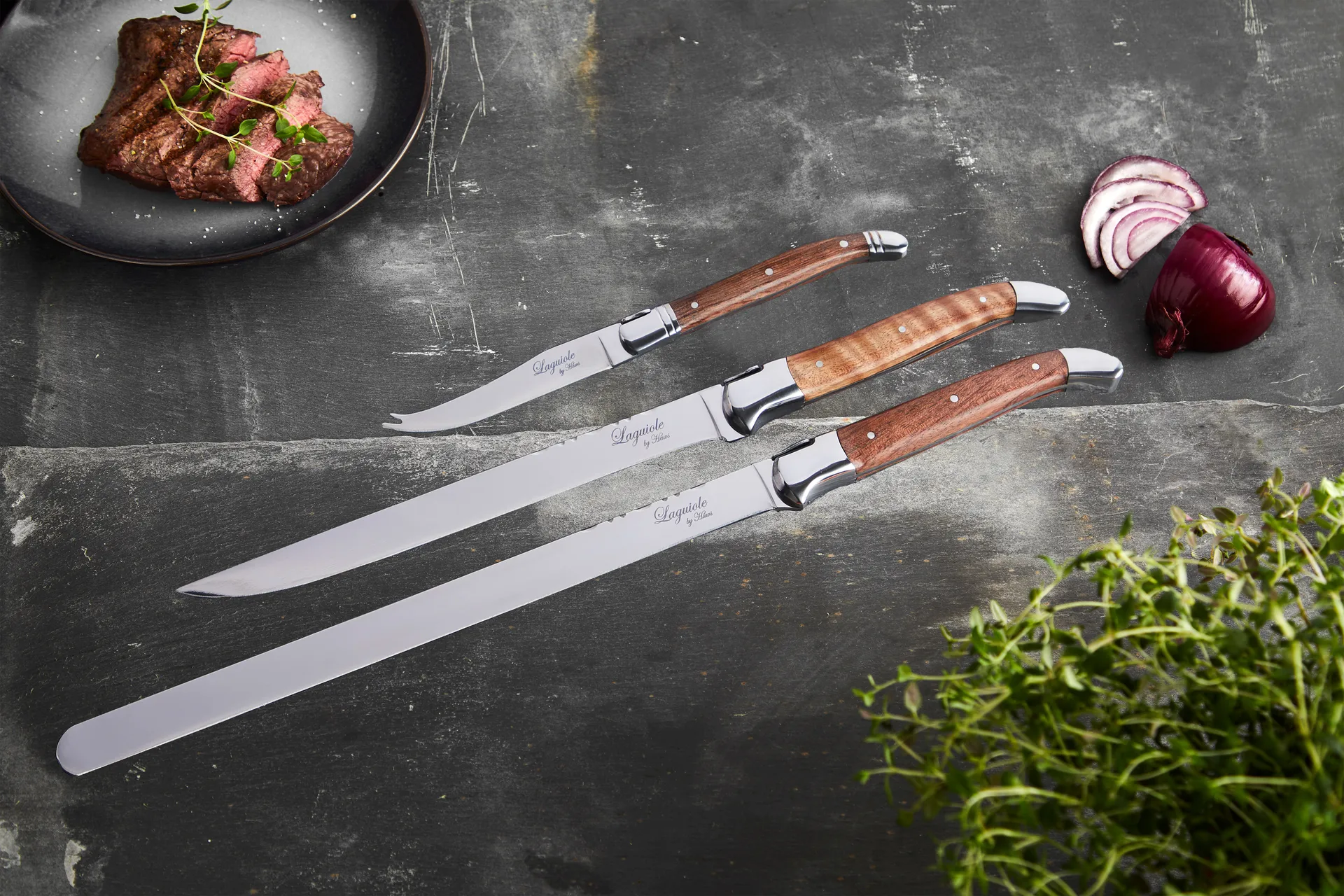 Laguiole By Hâws knife set, 3-piece, Rosewood Hâws