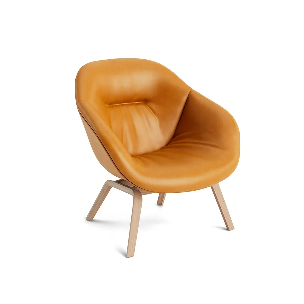 About a Lounge AAL83 Soft lounge chair, Leather Sense cognac-water-based lacquered oak legs HAY