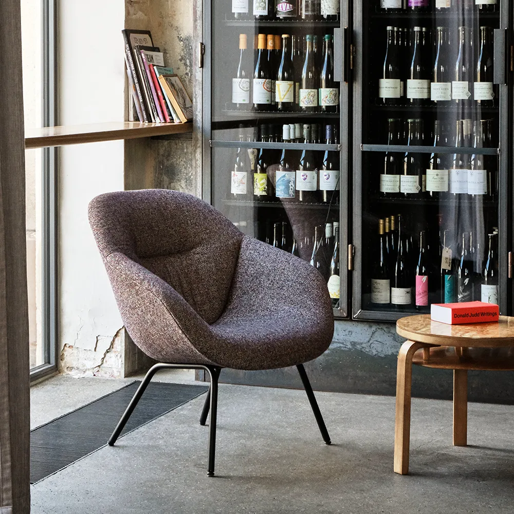 About a Lounge AAL87 Soft armchair, Fabric Swarm multicolor, black steel frame HAY