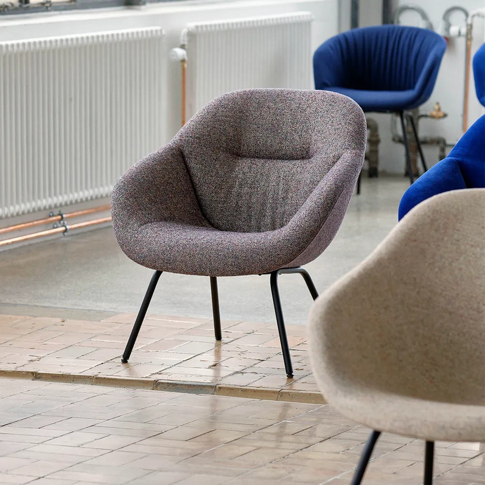 About a Lounge AAL87 Soft armchair, Fabric Swarm multicolor, black steel frame HAY