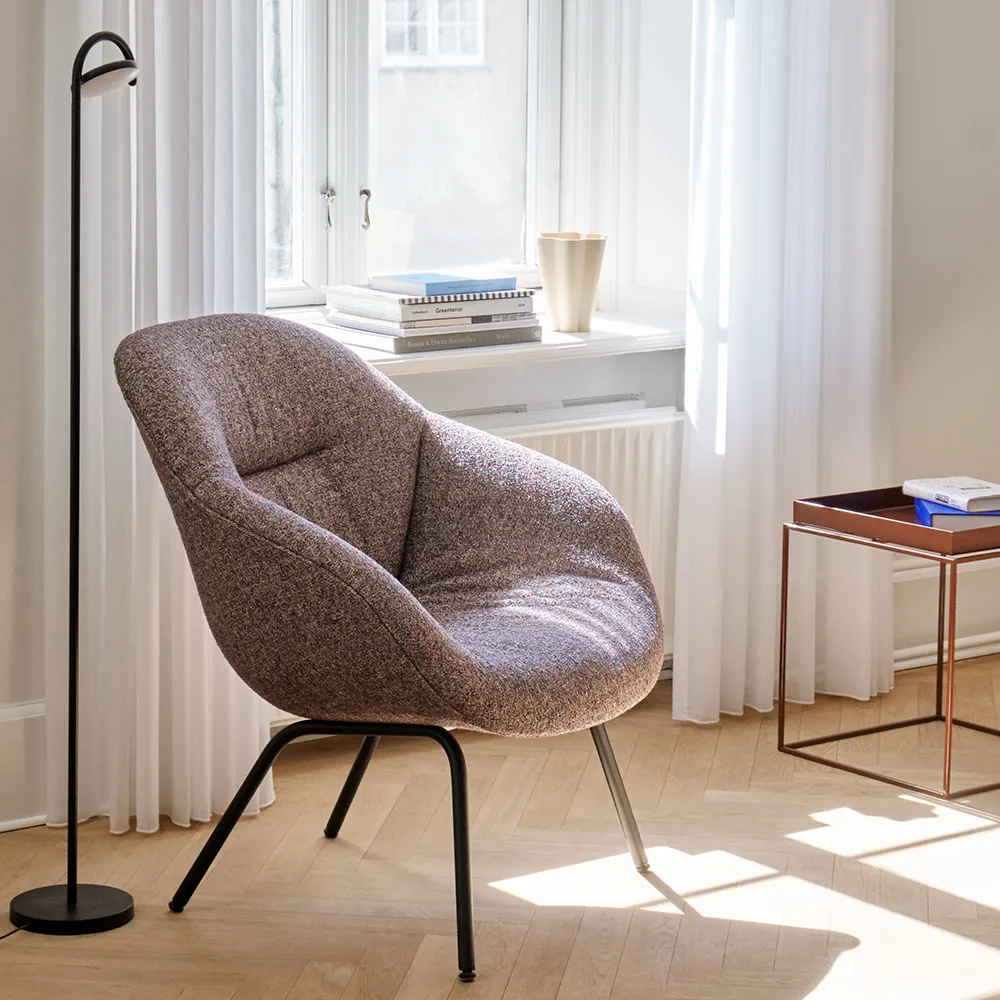 About a Lounge AAL87 Soft armchair, Fabric Swarm multicolor, black steel frame HAY