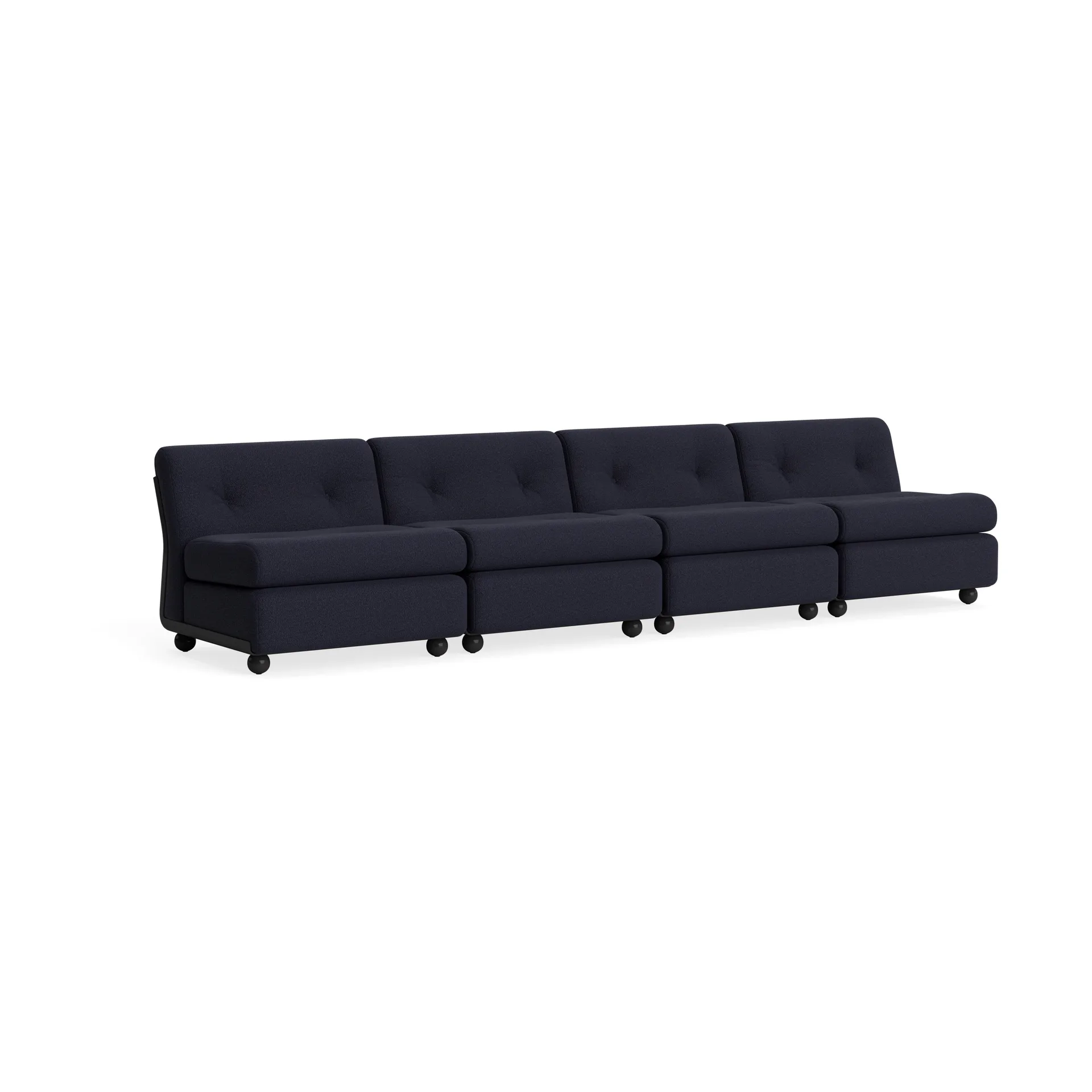 Amanta sofa module, Anthracite shell-turf blue red mélange, 4-seater HAY