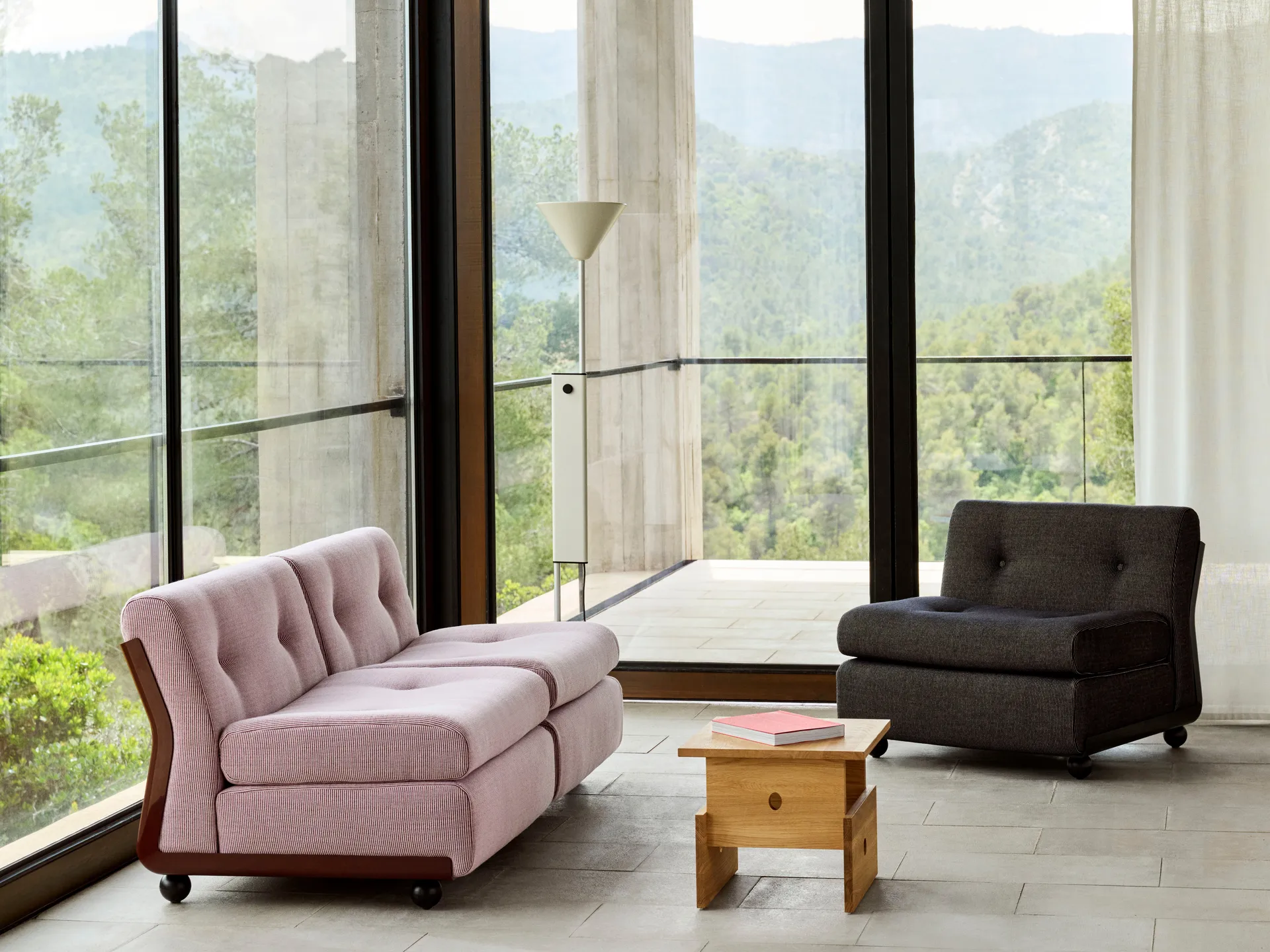 Amanta sofa module, Anthracite-turf blue red mélange, 1-seater/armchair HAY