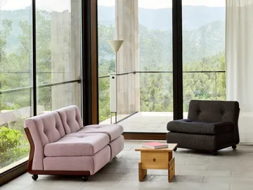 Amanta sofa module - Anthracite-turf blue red mélange, 1-seater/armchair - HAY