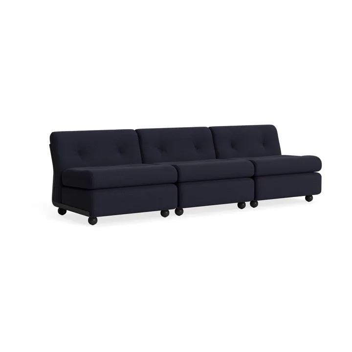 Amanta sofa module - Anthracite-turf blue red mélange, 3 seater - HAY