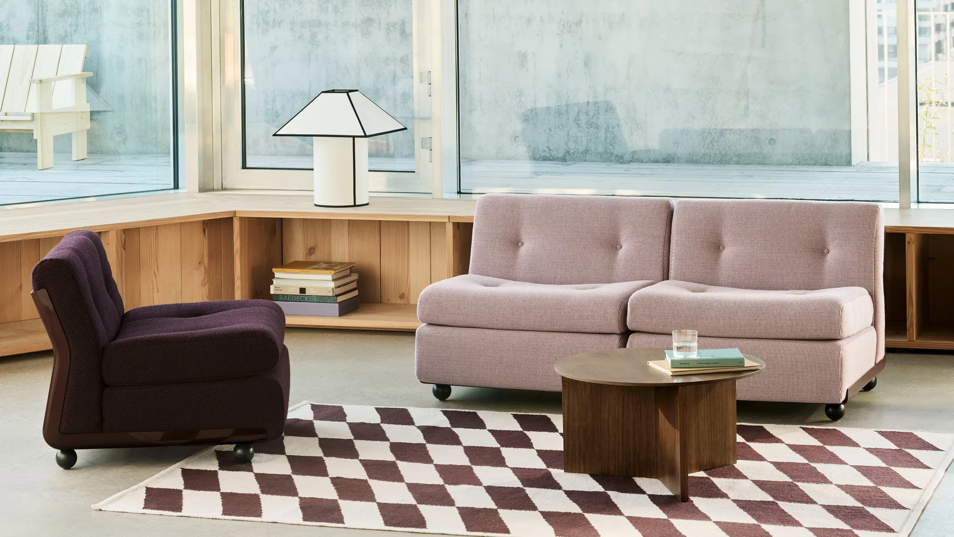 Amanta sofa module, Burgundy red-yuma 1851, 2-seater HAY