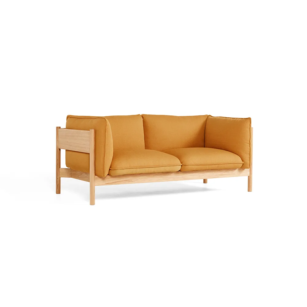 Arbour ECO 2-seater sofa, Fabric Vidar 472 mustard-wax-oiled oak frame HAY