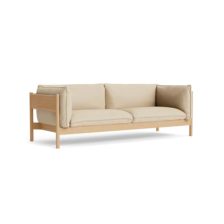 Arbour ECO 3-seater sofa - Fabric Hallingdal 220 beige, wax-oiled oak - HAY