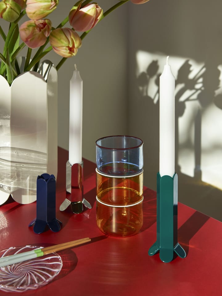 Arcs candle sticks 13 cm, Green HAY