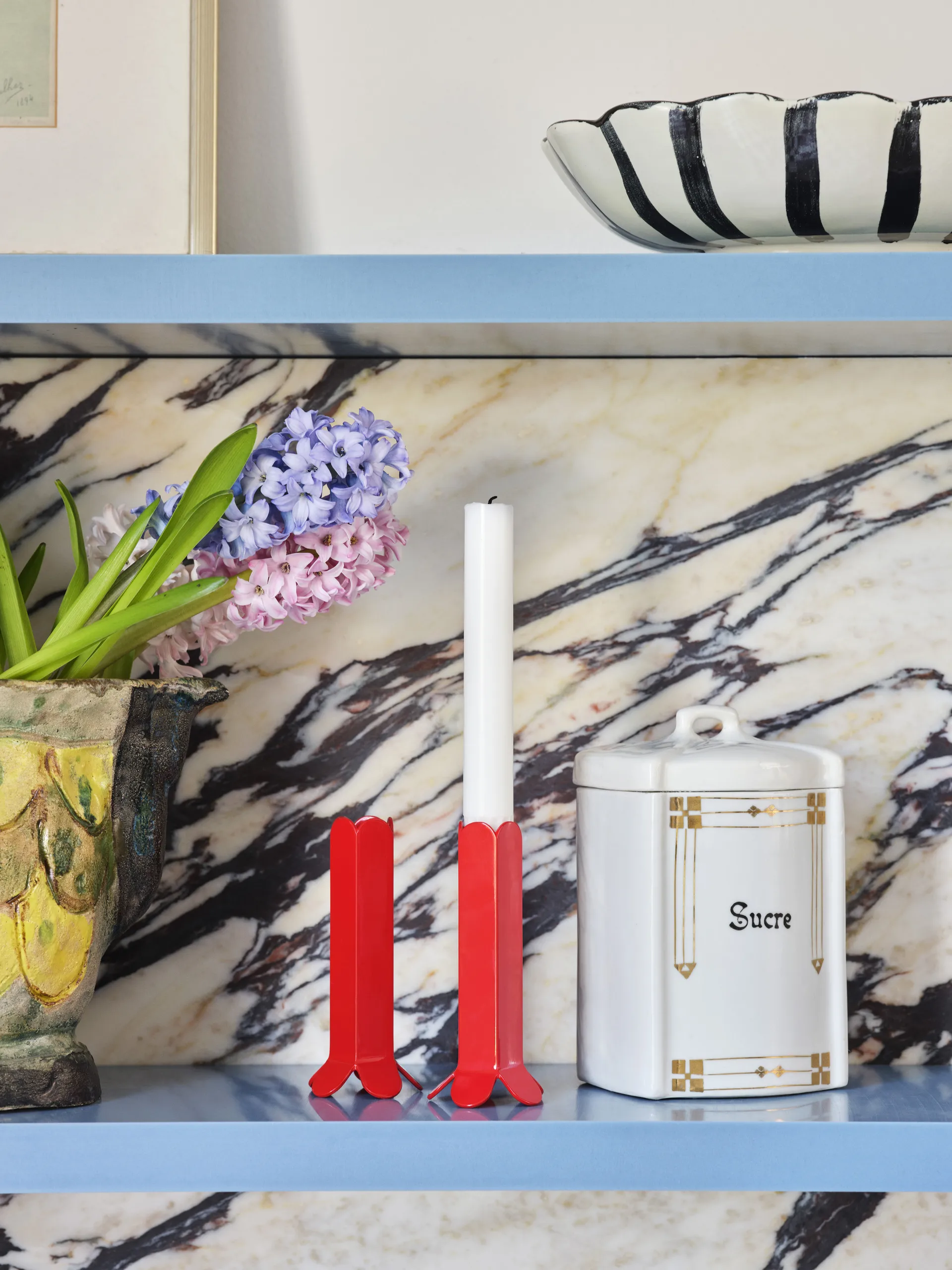 Arcs candle sticks 13 cm, Red HAY