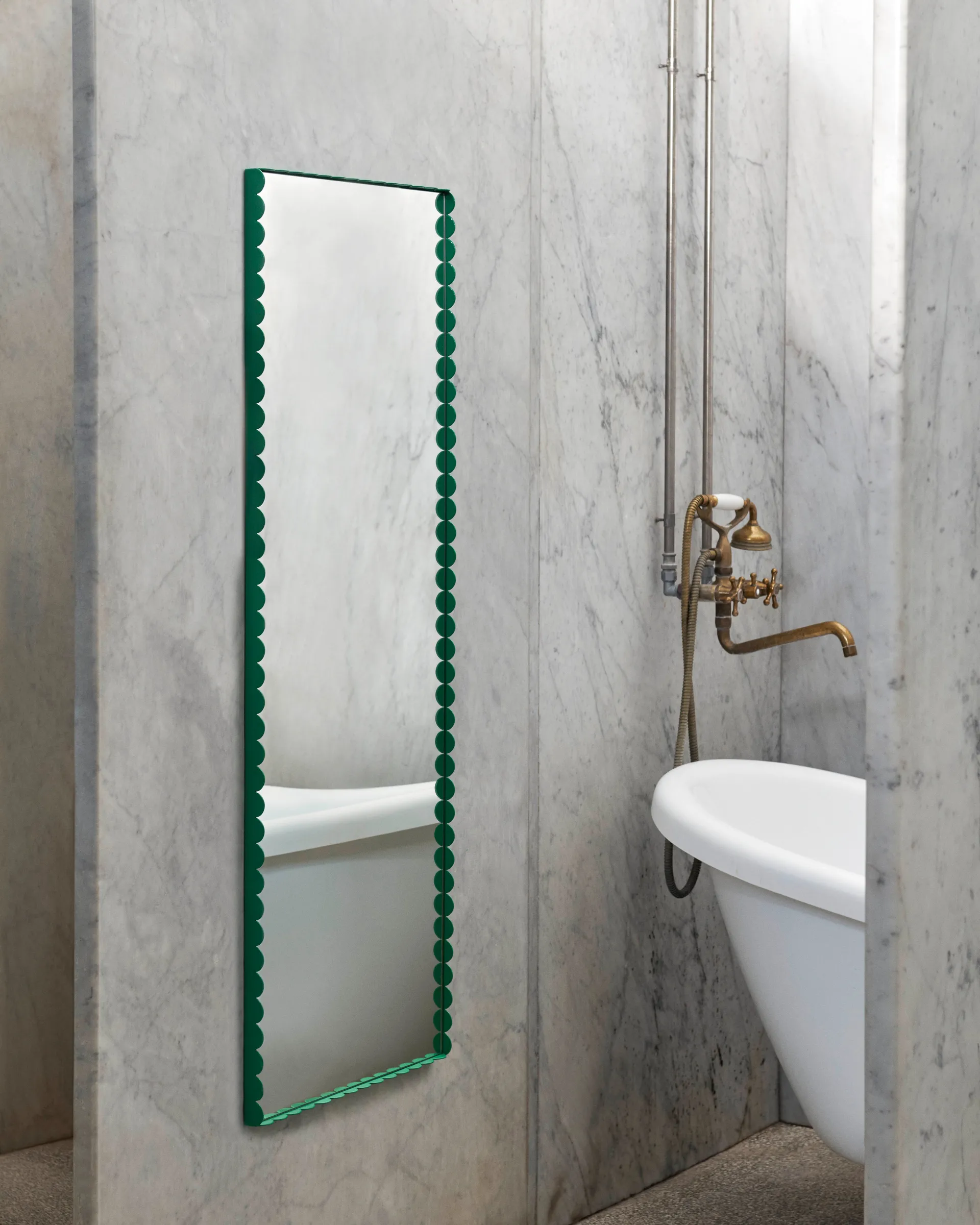 Arcs Mirror Rectangle M mirror 50x133.5 cm, Green HAY