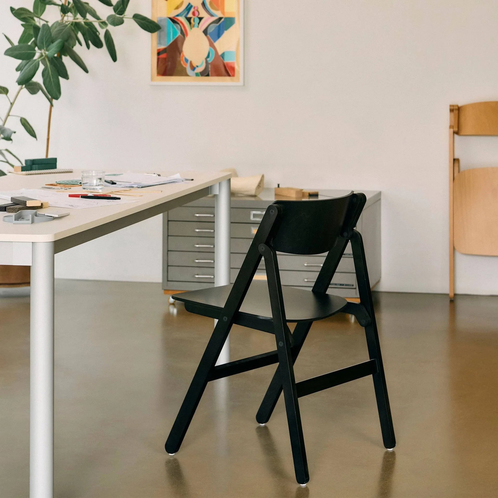 Backflip Chair chair, Anthracite lacquered beech HAY