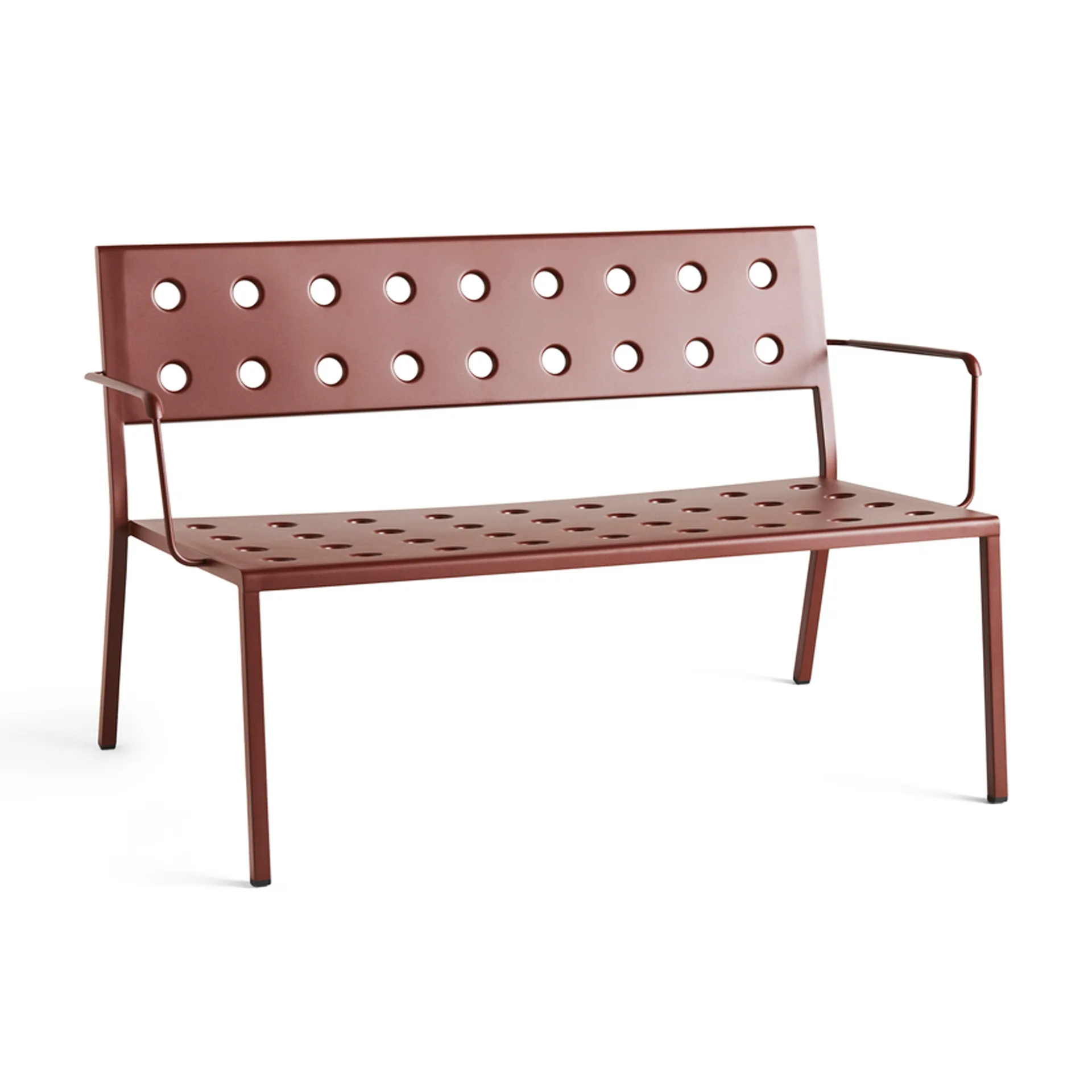 Balcony Lounge bench with armrest 121.5x69 cm, Iron red HAY
