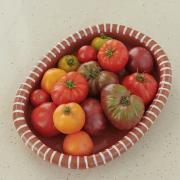 Barro oval serving plate - Natural with stripes, large 27x36 cm - HAY