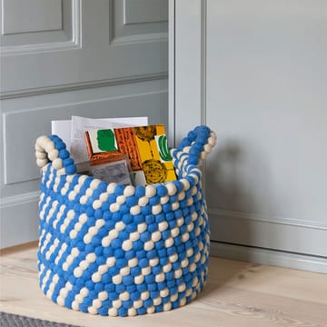Bead basket with handle - Blue dash, large - HAY
