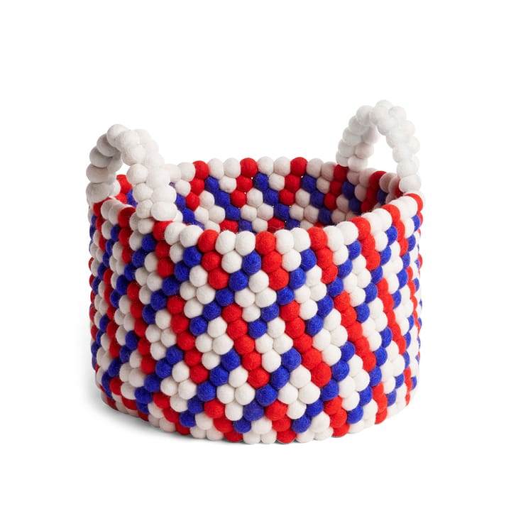 Bead basket with handle, Red basket weave, small HAY