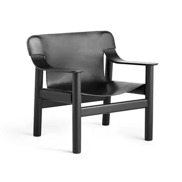 Bernard lounge chair - Black leather- black oak frame - HAY