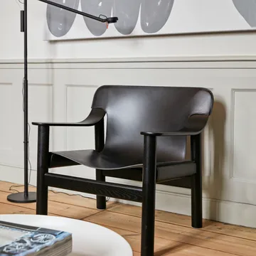 Bernard lounge chair - Black leather- black oak frame - HAY