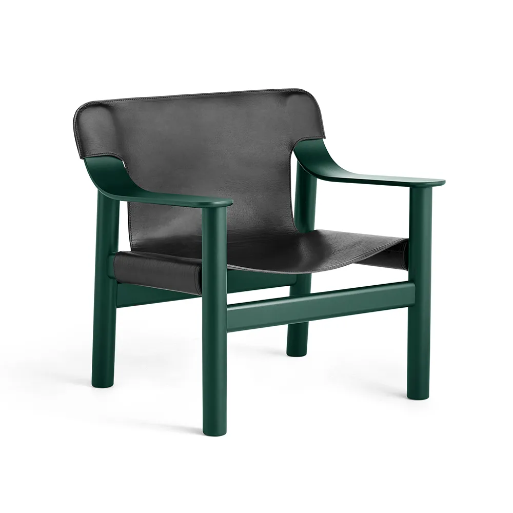 Bernard lounge chair, leather black-Hunter beech frame HAY