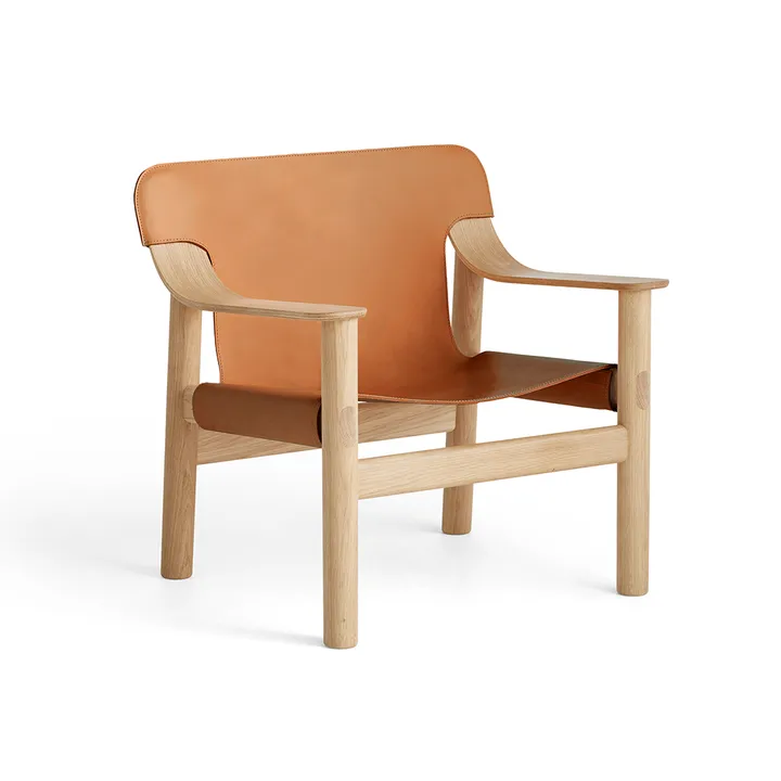 Bernard lounge chair - leather Brandy, water-based lacquered oak frame - HAY