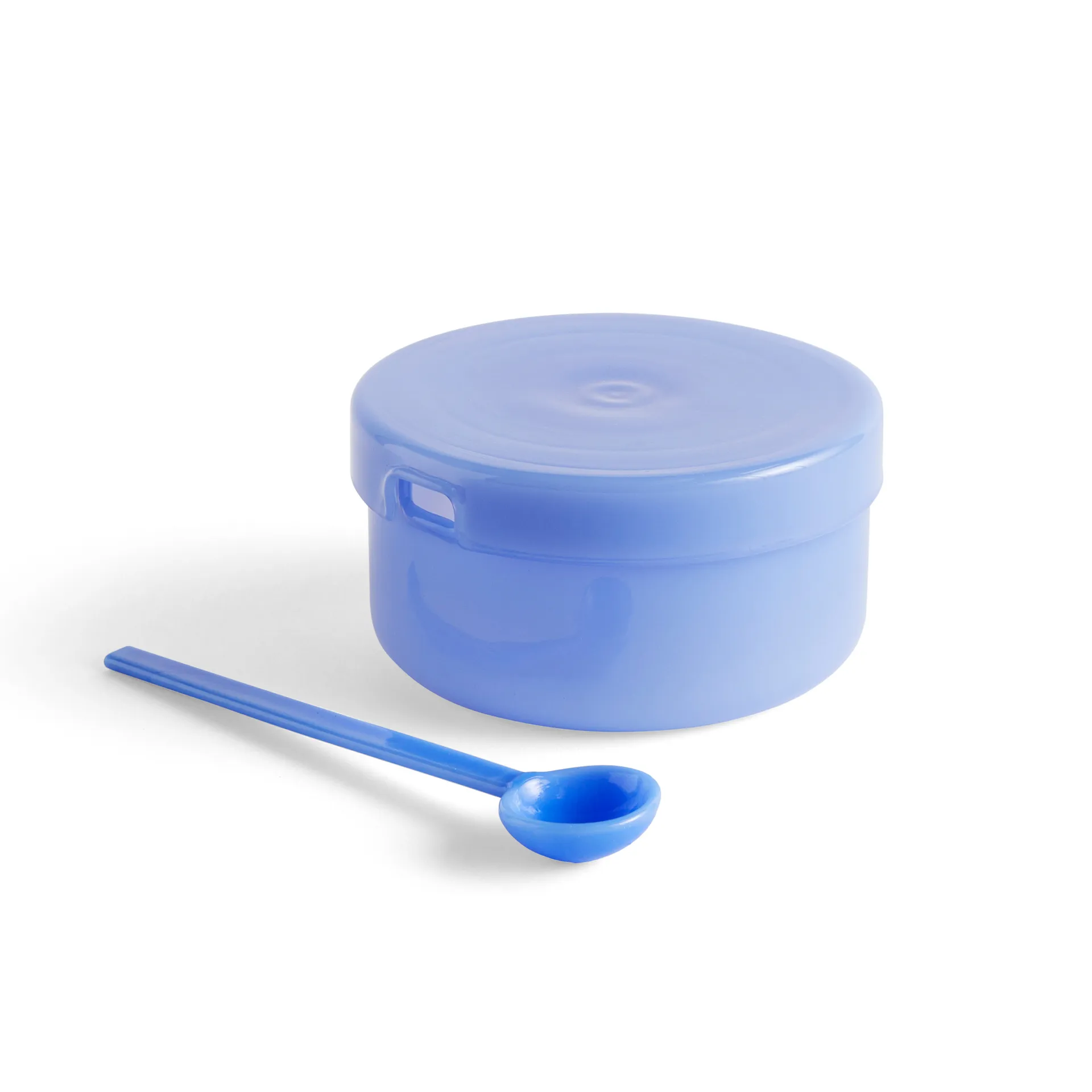Borosilicate bowl with lid and spoon, Jade light blue HAY