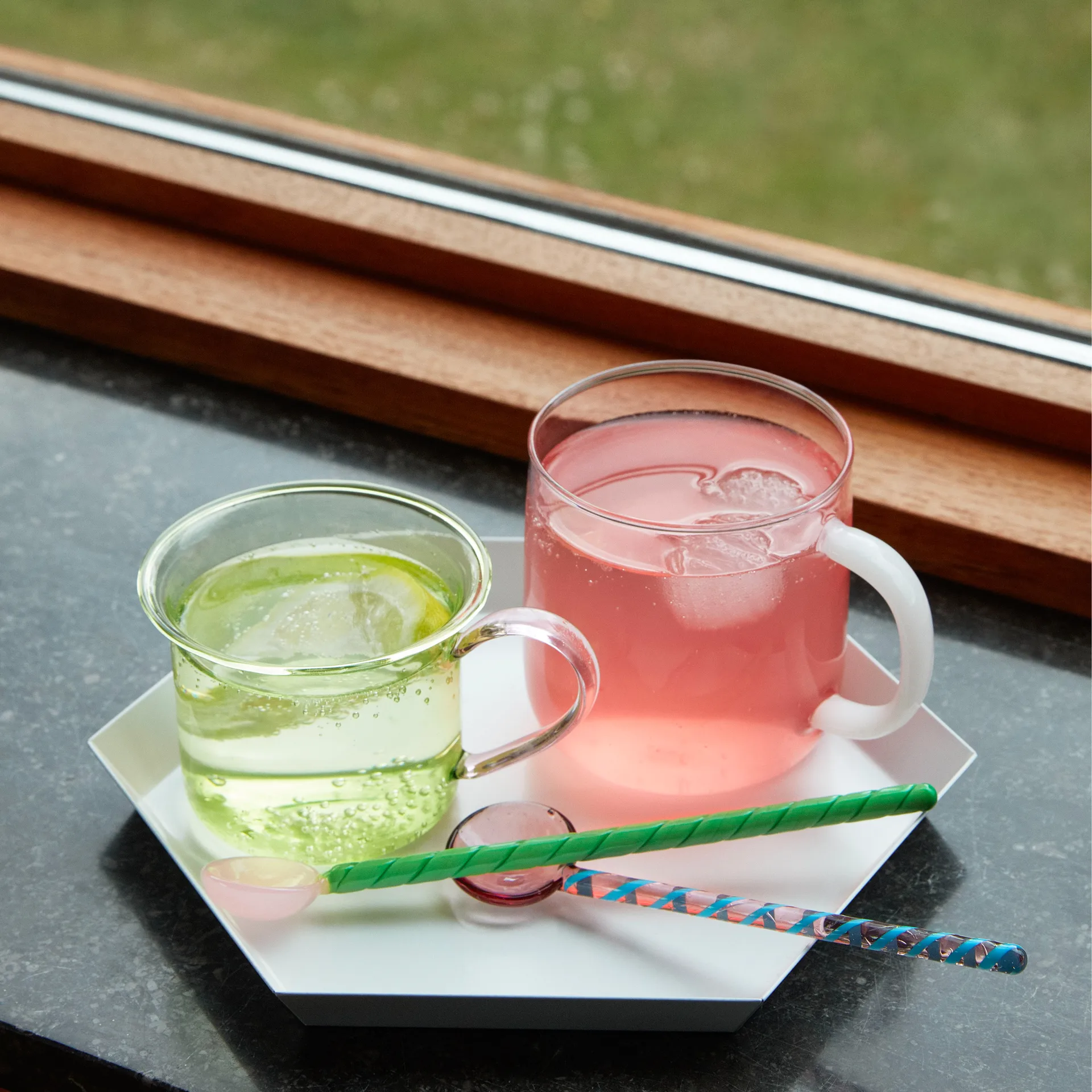 Borosilicate mug 2-pack, pink-white HAY