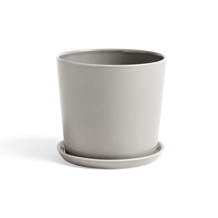 Botanical Family flower pot - Light grey, large, with saucer Ø18 cm - HAY
